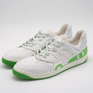 Size 14.5G 15 US Gucci Basket Low White Demetra Green Sneakers GG